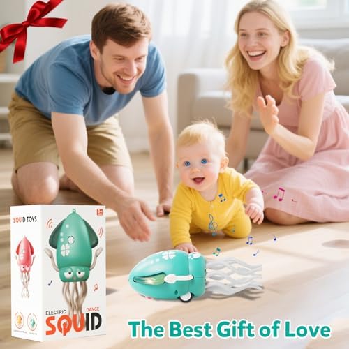 Dancing Squid Baby Toys 6-12 Months: Infant Tummy Time Toys, Crawling Octopus for Toddler 1 2 3 Year Old, 1st Birthday Gift with Music and Light