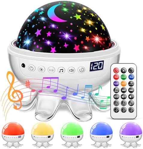 Baby Sound Machine Baby Night Light Projector with Star, 30 Soothing Sounds White Noise Machine for Sleep, 31 Color | 4 Films Sleep Trainer, Remote+Timer+3 Brightness Sensory Light for Autism Toys