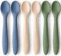 Silicone Baby Spoons, Self Feeding 6-12 months - 6-Pack Baby Weaning Eating Utensils, Toddler First Food Training Spoon, Infant, Kids Feeding Supplies Essential Set, Dishwasher-safe (Slate)