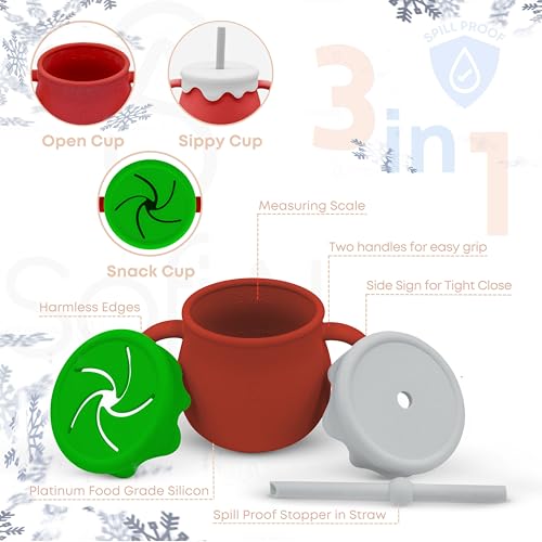 All In One Silicone Feeding Set - Safe for 6-12 Months - Non-Toxic Baby Led Weaning Supplies - Toddler Self Feeding Utensils - BPA-Free - Mess Free Essentials