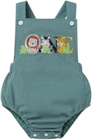 Baby Girls Boys Boho 1st Birthday Outfit Backless Overalls Romper for Cake Smash Photo Shoot