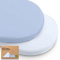2-Pack Organic Baby Bassinet Sheets Boys, Girls - 100% Cotton Bassinet Mattress Sheets Compatible with Halo Bassinest Swivel Sleeper, Graco, Baby Delight, Universal Bassinet Fitted Sheets (Blue Flax)