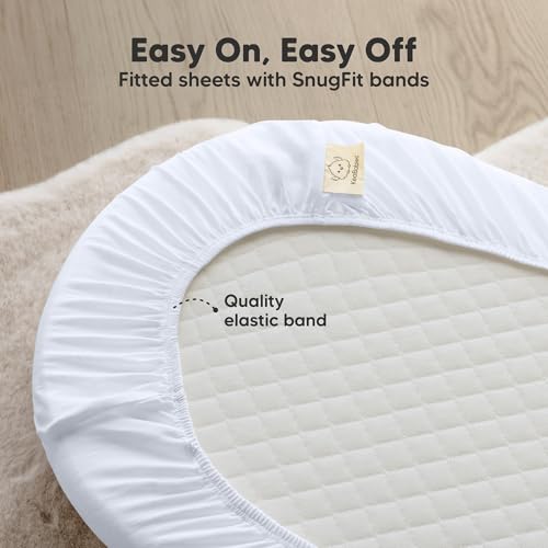 2-Pack Organic Baby Bassinet Sheets Boys, Girls - 100% Cotton Bassinet Mattress Sheets Compatible with Halo Bassinest Swivel Sleeper, Graco, Baby Delight, Universal Bassinet Fitted Sheets (Blue Flax)
