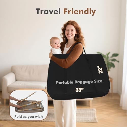 3 in 1 Bedside Bassinet Sleeper for Newborn, Portable Baby Crib with 4 Detachable Wheels & Adjustable Height, Breathable Mesh & Mattress, Mosquito Net& Storage Basket (Khaki)