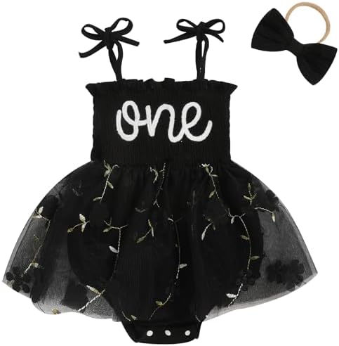 Baby Girl 1st Birthday Clothes One Year Old Tulle Romper Sleeveless Bodysuit Cake Smash Outfits