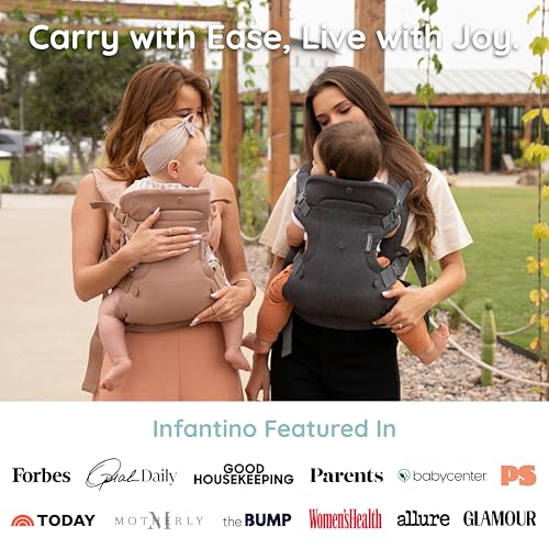 Flip Luxe 4-in-1 Convertible Baby Carrier, Ergonomic Infant to Toddler Carrier, Updated Lumbar Support, Premium Herringbone Fabric, Elevated Accents, Hands-Free Comfort, 7–35 lbs, Affogato