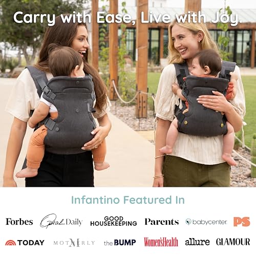 Flip Luxe 4-in-1 Convertible Baby Carrier, Ergonomic Infant to Toddler Carrier, Updated Lumbar Support, Premium Herringbone Fabric, Elevated Accents, Hands-Free Comfort, 7–35 lbs, Onyx