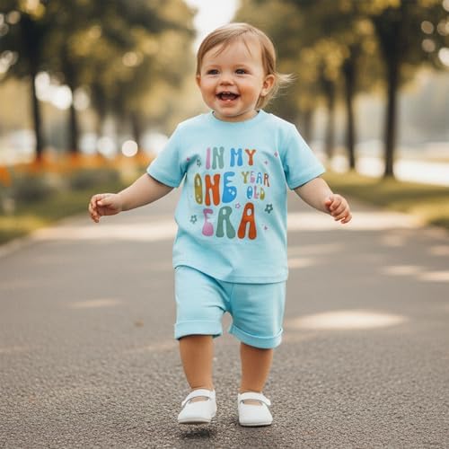 Baby Girl First Birthday Outfit In My One Year Old Era Top Short Sleeve 1st Birthday Shirt + Casual Shorts Set