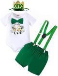 Baby Boy Funny First Birthday Clothes Infant Clothes Bow Tie Dinosaur Themed Romper Pants Set Suspenders