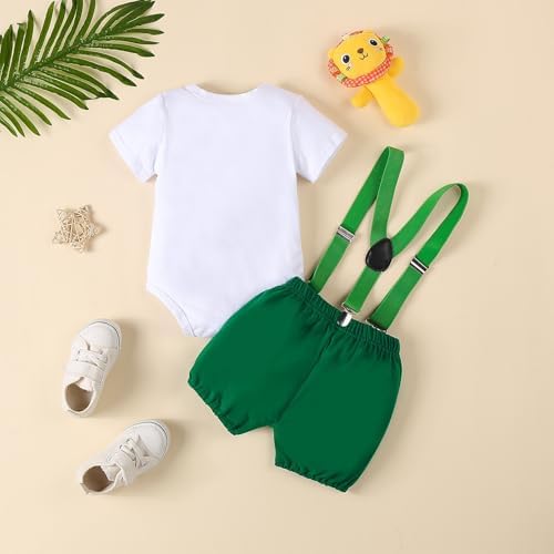 Baby Boy Funny First Birthday Clothes Infant Clothes Bow Tie Dinosaur Themed Romper Pants Set Suspenders