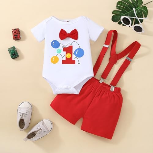 Baby Boy Funny First Birthday Clothes Infant Clothes Bow Tie Dinosaur Themed Romper Pants Set Suspenders