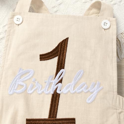 Baby Girls Boys Boho 1st Birthday Outfit Backless Overalls Romper for Cake Smash Photo Shoot