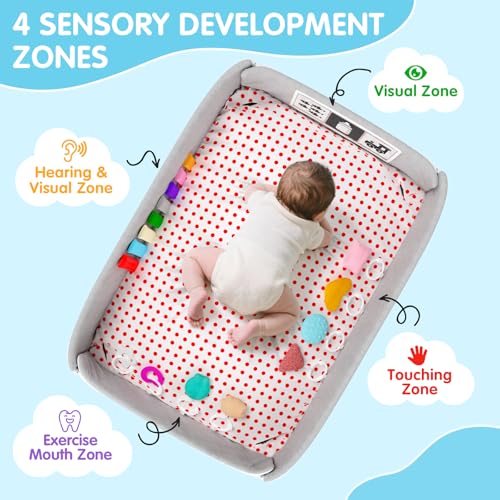 Baby Play Gym Mat Baby Toys Tummy Time Mat with 5 Detachable Toy Activity Center Newborn Infant Toy Babies Boy Girl Gifts for Babies Toys 0-3-6-12 Months Newborn Infant Babies Essentials Gift