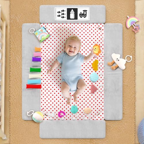 Baby Play Gym Mat Baby Toys Tummy Time Mat with 5 Detachable Toy Activity Center Newborn Infant Toy Babies Boy Girl Gifts for Babies Toys 0-3-6-12 Months Newborn Infant Babies Essentials Gift
