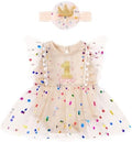 Baby Girl 1st Birthday Outfit First Clothes One Year Old Gifts Romper Tulle Summer Dress Bodysuit Cake Smash Outfits