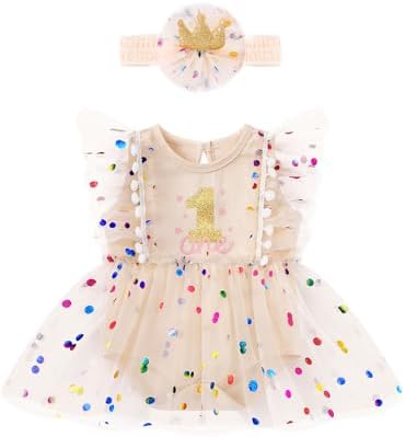 Baby Girl 1st Birthday Outfit First Clothes One Year Old Gifts Romper Tulle Summer Dress Bodysuit Cake Smash Outfits
