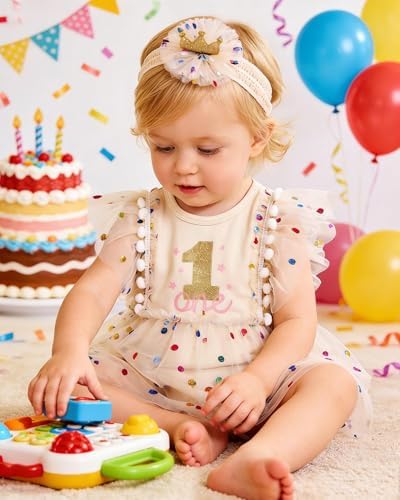 Baby Girl 1st Birthday Outfit First Clothes One Year Old Gifts Romper Tulle Summer Dress Bodysuit Cake Smash Outfits