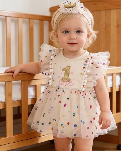 Baby Girl 1st Birthday Outfit First Clothes One Year Old Gifts Romper Tulle Summer Dress Bodysuit Cake Smash Outfits