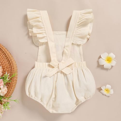 Baby Girls First Birthday Outfits Ruffle 1st Birthday Romper Backless Bodysuit Cake Smash Outfits