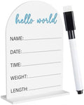 Baby Announcement Sign, Hello World Newborn Acrylic Sign, Birth Announcement Welcome Baby Signs, Baby Shower Hospital Nursery for Newborn Boys and Girls 5 × 7 In (Blue)