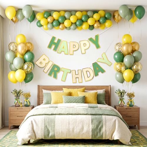 Happy Birthday Banner - 9ft Pre-Strung Happy Birthday Sign for Women, Men, Girls, Boys - No DIY Birthday Decorations & Party Supplies(Sage Green)