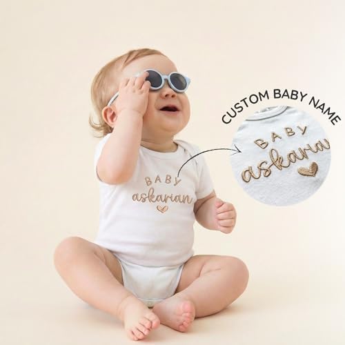 Custom Name Baby Onesie for Pregnancy Announcement First Grandchild – Newborn Baby Shower Birthday Family Keepsake