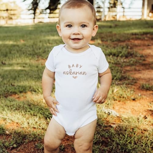 Custom Name Baby Onesie for Pregnancy Announcement First Grandchild – Newborn Baby Shower Birthday Family Keepsake