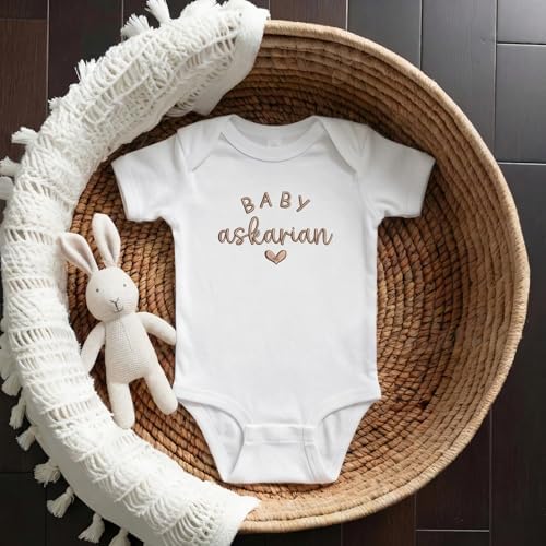 Custom Name Baby Onesie for Pregnancy Announcement First Grandchild – Newborn Baby Shower Birthday Family Keepsake