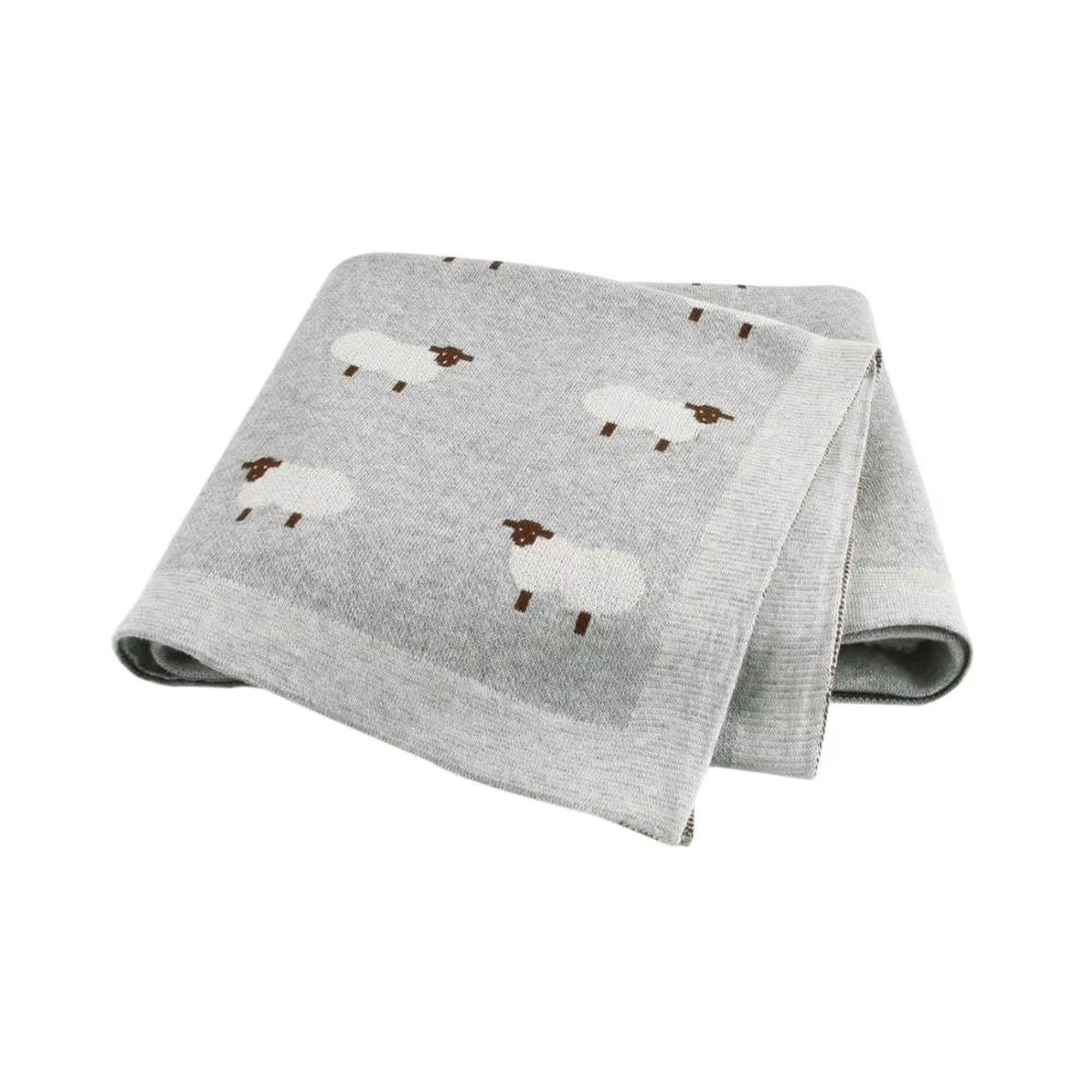 Knitted Baby Blanket – Newborn Swaddle Receiving Blanket with Cute Alpaca Design – Soft Infant Stroller Wrap for Boys & Girls – Nursery Bedding Throw Quilt