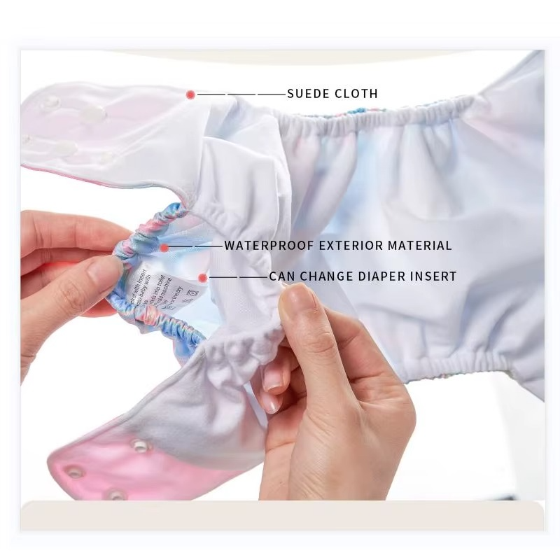 8 diapers+8 Inserts Baby Cloth Diapers One Size Adjustable Washable Reusable Cloth Nappy For Baby Girls and Boys