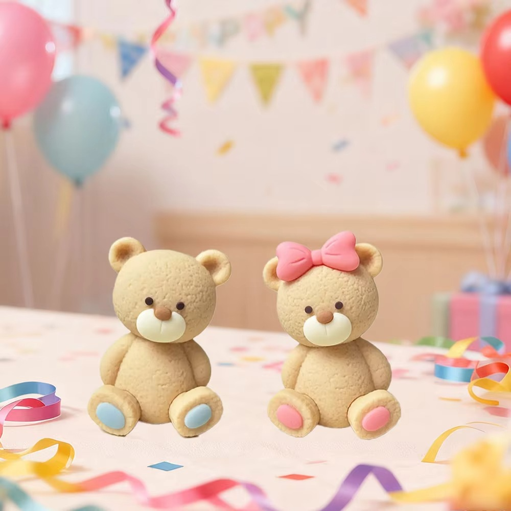 Gender Reveal Bear Cake Topper – Cute Bear Cake Decoration for Boy or Girl Baby Shower – Gender Reveal Party Supplies – Baby Birthday Cake Decor