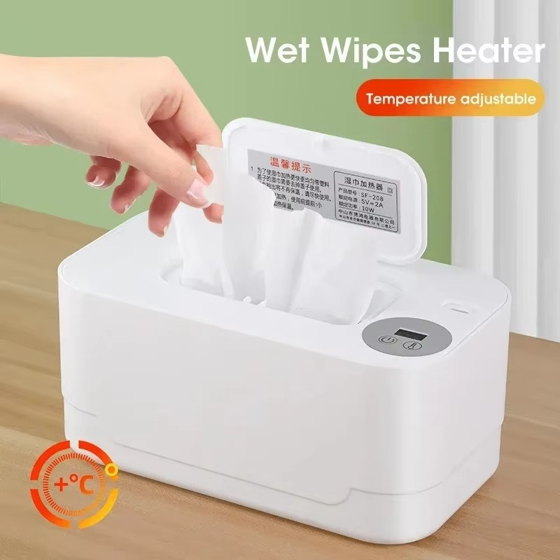 Portable Baby Wipe Warmer – USB Rechargeable Baby Wet Wipe Heater with LED Display – Adjustable Temperature Wipe Heating Box for Home & Travel