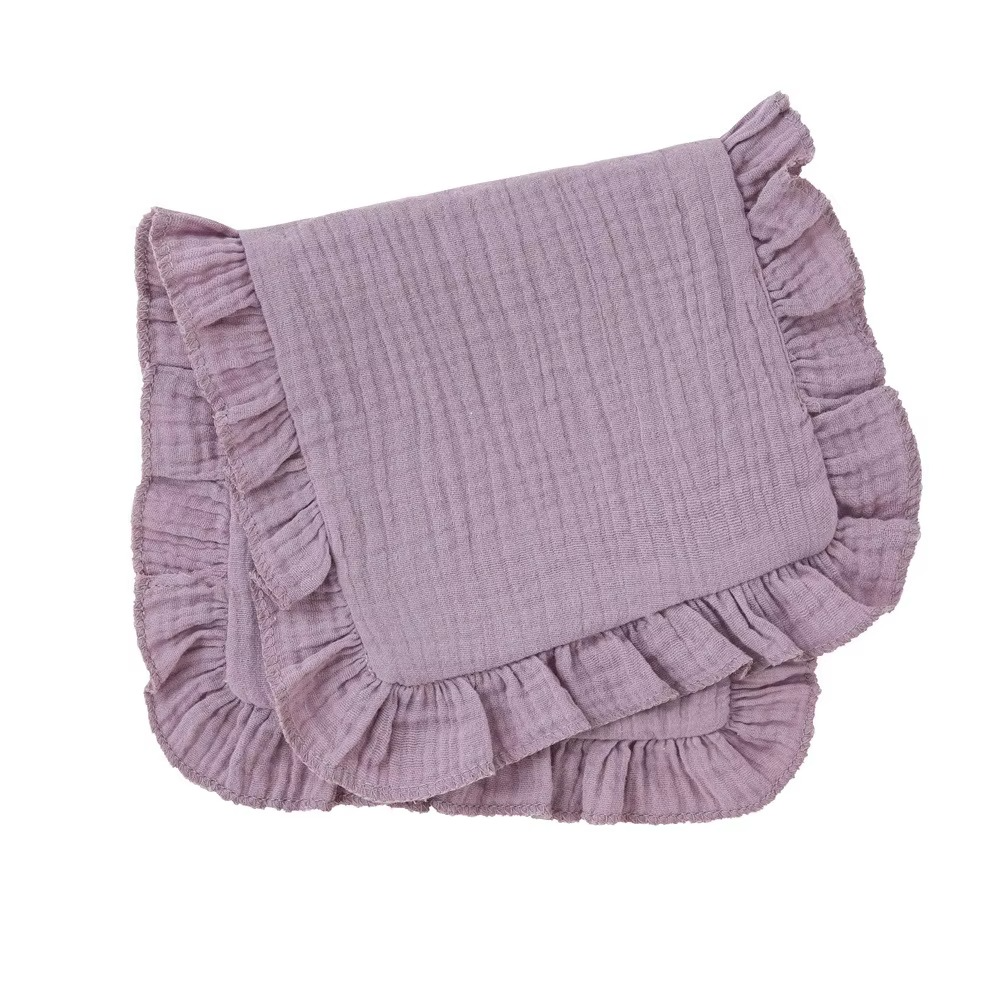 Soft Muslin Cotton Gauze Baby Burp Cloth – Ruffle Shoulder Burping Pad – Absorbent Newborn Burp Cloth for Feeding, Drooling & Spit-Up