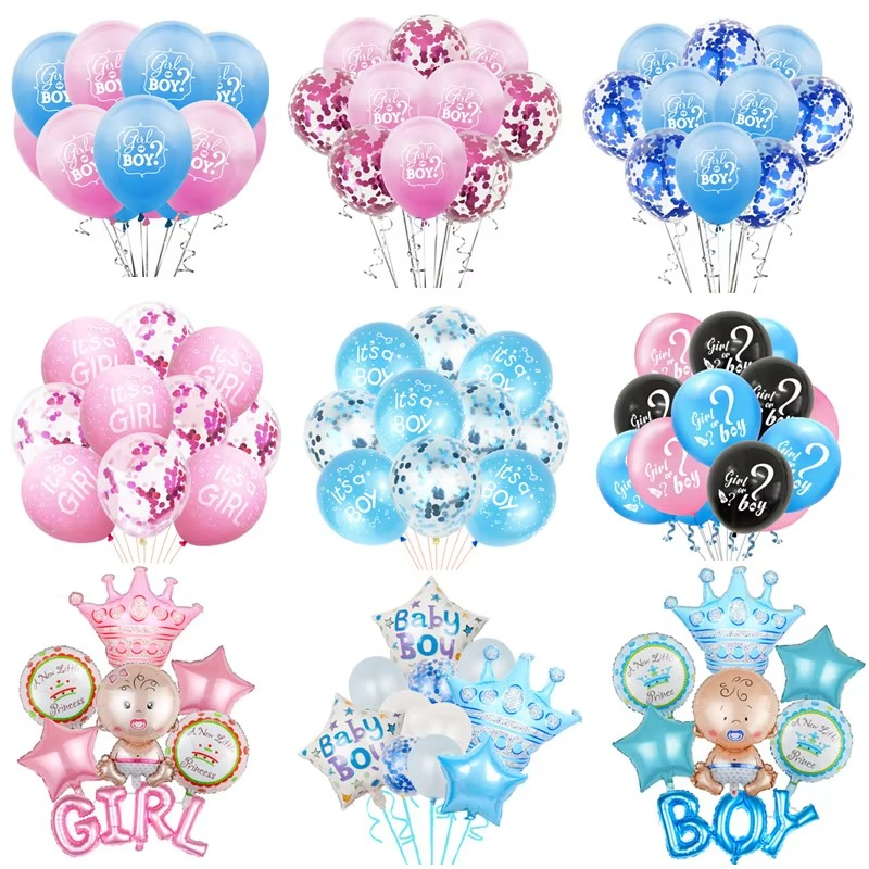 Baby Shower Boy or Girl Balloons – Gender Reveal Party Decorations – Baby Shower Balloon Set for Boy or Girl Reveal Celebration Decor
