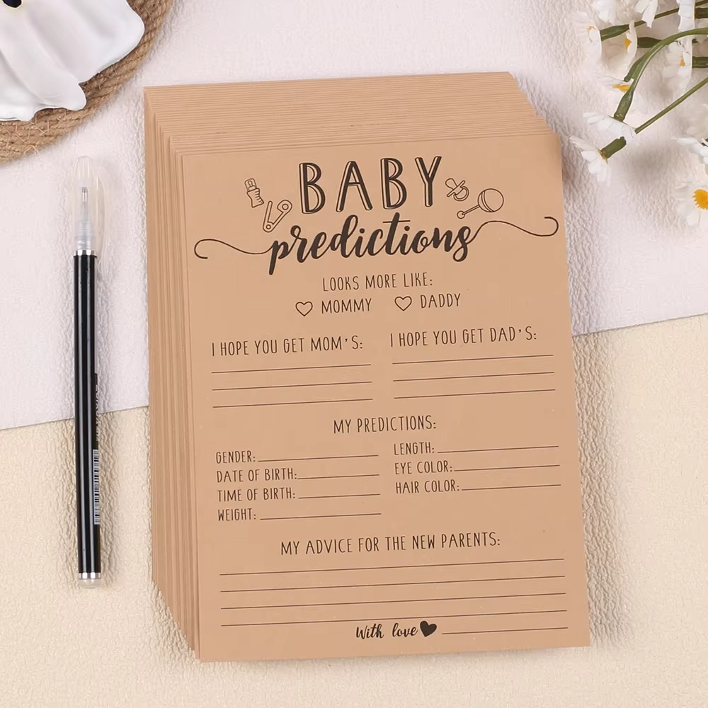 30PCS Baby Shower Prediction Cards – Gender Reveal Party Game Cards – Baby Shower Party Supplies for Pregnancy Announcement & Family Celebration
