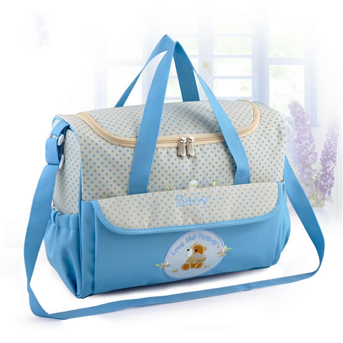 Lightweight Waterproof Mommy Diaper Bag – Large Capacity Cartoon Bear Shoulder Tote – Portable Crossbody Baby Bag for Travel, Nursing & Baby Essentials