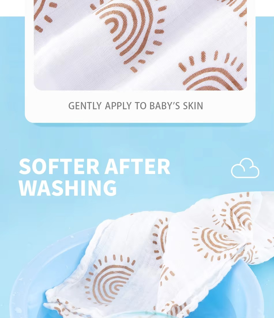 HappyFlute 1pc Baby Soft Muslin Swaddle 100% Cotton Blanket Comfortable Muslin Diaper 120*110cm For Kids