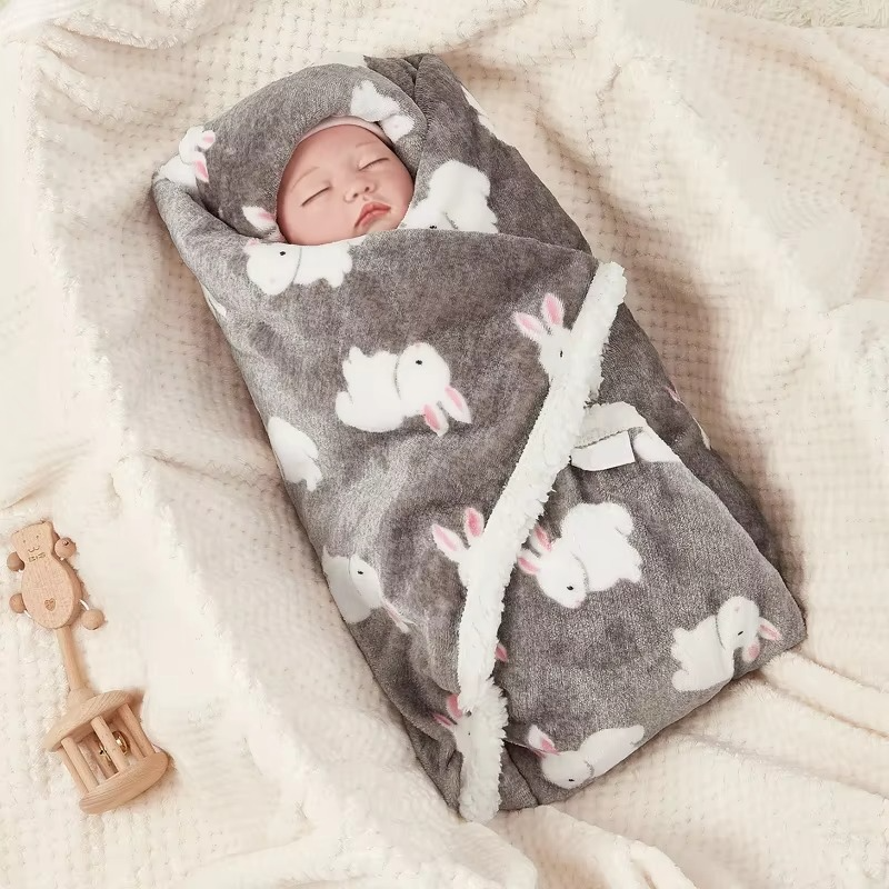 Winter Baby Blanket – Soft Flannel Lamb Fleece Swaddle Wrap for Newborns – Warm Baby Quilt, Stroller Blanket & Nursery Bedding for Boys & Girls