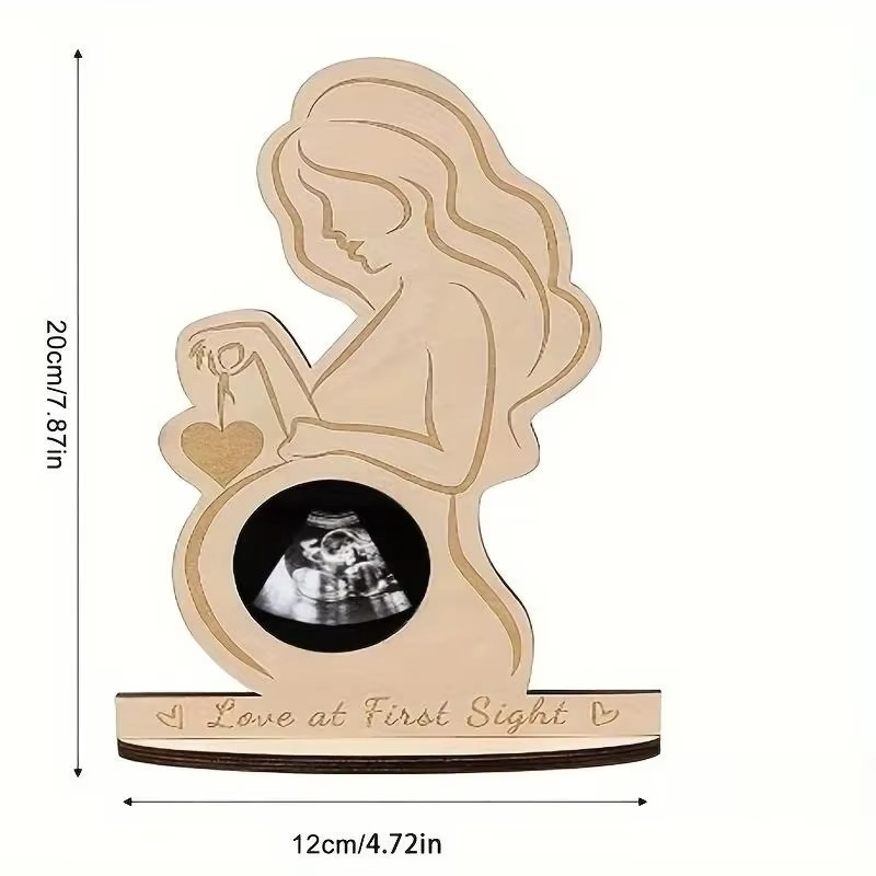 Ultrasound Baby Photo Frame Wooden Sonogram Picture Frame – Pregnancy Keepsake Ornament Gift for Expectant Mother – Baby Announcement Nursery Decor