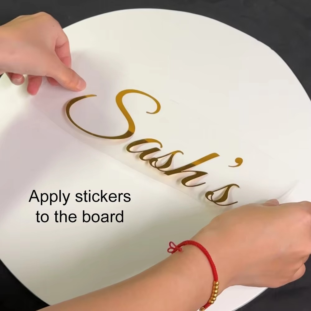 Custom Baby Shower Vinyl Name Sticker – Mirror Champagne Gold Personalized Decal for Baby Shower, Birthday, Baptism & Party Backdrop Decorations