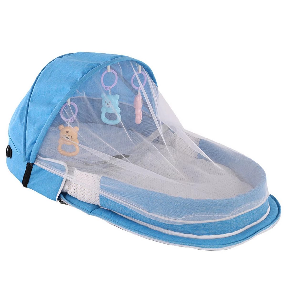 Portable Folding Baby Bed with Mosquito Net & Sun Canopy – Baby Nest Travel Crib – Foldable Infant Bassinet for Home, Travel & Camping