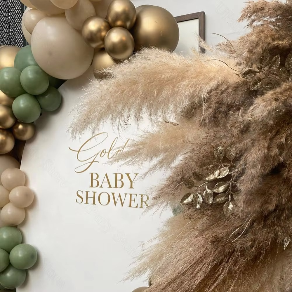 Custom Baby Shower Vinyl Name Sticker – Mirror Champagne Gold Personalized Decal for Baby Shower, Birthday, Baptism & Party Backdrop Decorations