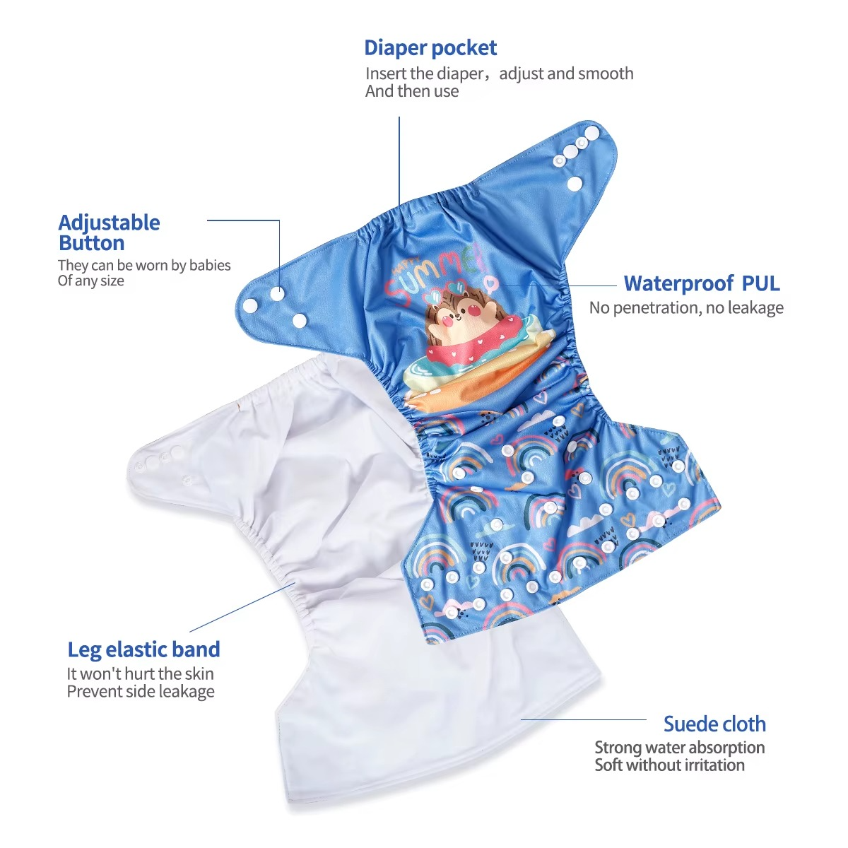 1pcs Digital Position Baby Cloth Diaper Reusable And Eco-Friendly Baby Nappy Pocket Diaper