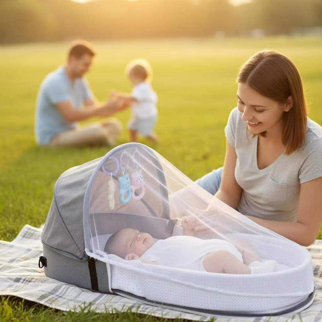 Portable Folding Baby Crib – Newborn Travel Nest Bed with Bionic Anti-Pressure Design – Foldable Infant Lounger, Baby Sleeping Bed & Carry Nest for Comfort