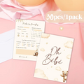 30PCS French Baby Shower Prediction Cards – Cute Bear Baby Guessing & Wishes Cards – Baby Shower Game for Predicting Name, Weight, Size & Birth Date