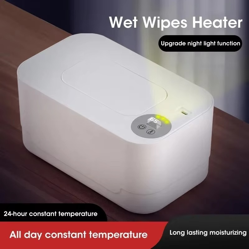 Portable Baby Wipe Warmer – USB Rechargeable Baby Wet Wipe Heater with LED Display – Adjustable Temperature Wipe Heating Box for Home & Travel