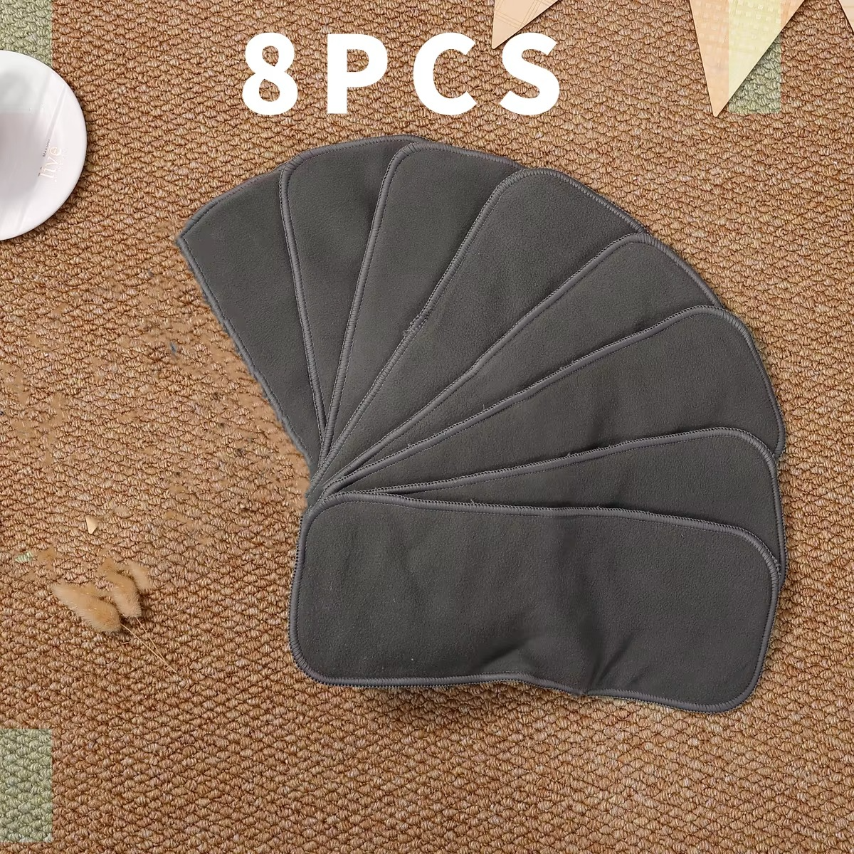 Bamboo Charcoal Cloth Diaper Inserts – 4PCS/5PCS/8PCS/10PCS Reusable Baby Nappy Liners – 4-Layer Absorbent Inserts for Cloth Diapers