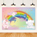 Gender Reveal He or She Banner – Fish & Bear Theme Baby Shower Backdrop – Boy or Girl Party Decoration Banner – Newborn Birthday Photo Booth Background