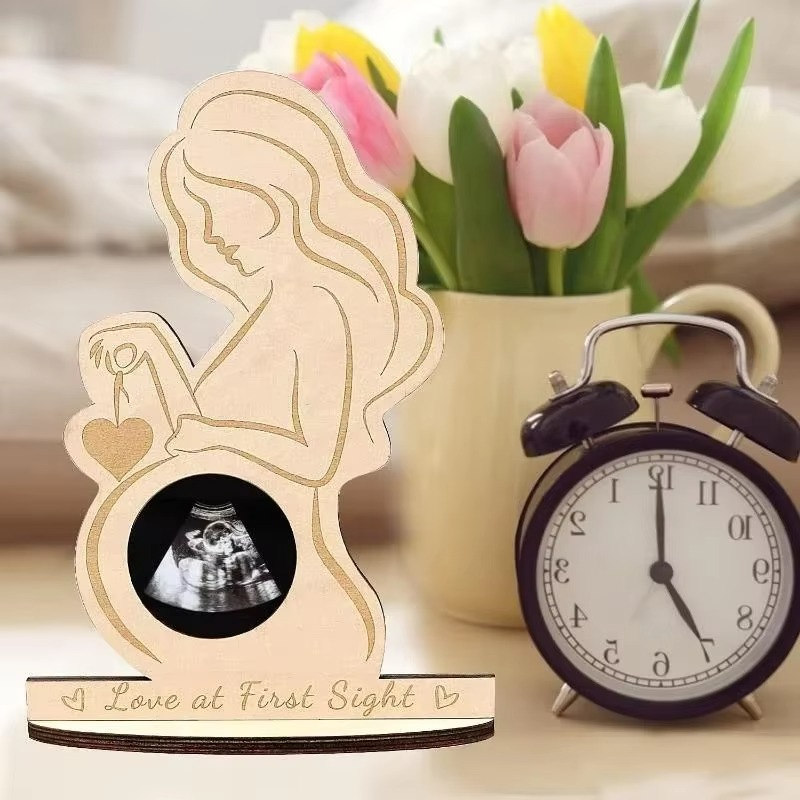 Ultrasound Baby Photo Frame Wooden Sonogram Picture Frame – Pregnancy Keepsake Ornament Gift for Expectant Mother – Baby Announcement Nursery Decor