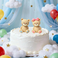 Gender Reveal Bear Cake Topper – Cute Bear Cake Decoration for Boy or Girl Baby Shower – Gender Reveal Party Supplies – Baby Birthday Cake Decor
